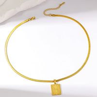 Vintage Style Square Plate Stainless Steel Copper Plating 18k Gold Plated Pendant Necklace main image 5