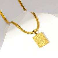 Vintage Style Square Plate Stainless Steel Copper Plating 18k Gold Plated Pendant Necklace main image 6