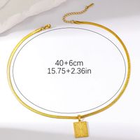 Vintage Style Square Plate Stainless Steel Copper Plating 18k Gold Plated Pendant Necklace main image 2