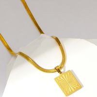 Vintage Style Square Plate Stainless Steel Copper Plating 18k Gold Plated Pendant Necklace sku image 1
