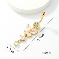 1 Piece Sexy Round Flower Butterfly Stainless Steel Plating Zircon Belly Ring sku image 1