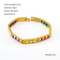 Fashion Geometric Stainless Steel Gold Plated Beads Bracelets sku image 11