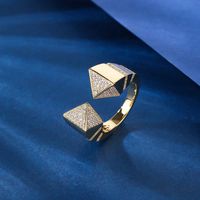 Elegant Geometric Copper Plating Inlay Zircon Gold Plated Open Rings main image 1
