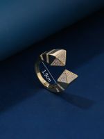 Elegant Geometric Copper Plating Inlay Zircon Gold Plated Open Rings main image 3