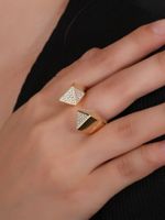 Elegant Geometric Copper Plating Inlay Zircon Gold Plated Open Rings main image 2