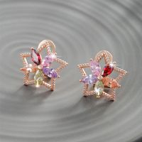 1 Pair Elegant Lady Xuping Star Petal Plating Inlay Copper Alloy Artificial Gemstones 18k Gold Plated Ear Studs main image 6
