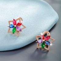 1 Pair Elegant Lady Xuping Star Petal Plating Inlay Copper Alloy Artificial Gemstones 18k Gold Plated Ear Studs main image 7
