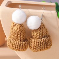 Wholesale Jewelry Cute Christmas Hat Knit Zinc Alloy Drop Earrings sku image 6