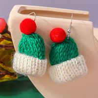 Wholesale Jewelry Cute Christmas Hat Knit Zinc Alloy Drop Earrings sku image 5