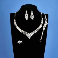 Glam Luxurious Solid Color Brass Plating Inlay Zircon White Gold Plated Jewelry Set sku image 1