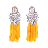 1 Pair Elegant Luxurious Color Block Inlay Alloy Rhinestones Pearl Drop Earrings sku image 4