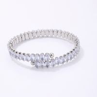 Le Cuivre Élégant Style Simple Placage Incruster Ovale Couleur Unie Zircon Bracelet main image 5