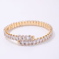 Copper Elegant Simple Style Plating Inlay Oval Solid Color Zircon Bangle main image 6