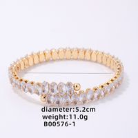 Copper Elegant Simple Style Plating Inlay Oval Solid Color Zircon Bangle sku image 1