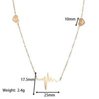 Lady Streetwear Electrocardiogram Stainless Steel Plating Inlay Zircon 14k Gold Plated Bracelets Necklace sku image 2