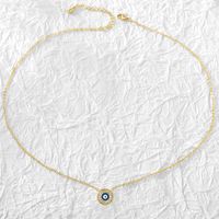 Einfacher Stil Pendeln Teufels Auge Kupfer Emaille Überzug Inlay Zirkon 18 Karat Vergoldet Halskette Mit Anhänger main image 3