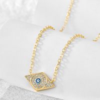 Simple Style Commute Devil's Eye Copper Enamel Plating Inlay Zircon 18k Gold Plated Pendant Necklace main image 1