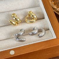 1 Pair Simple Style Solid Color Plating Alloy Gold Plated Silver Plated Ear Studs main image 7