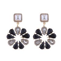 1 Pair Elegant Luxurious Flower Inlay Imitation Pearl Alloy Rhinestones Drop Earrings sku image 4