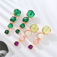 1 Pair Shiny Round Transparent Inlay Alloy Resin Resin Drop Earrings main image 1