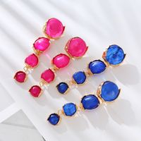 1 Pair Shiny Round Transparent Inlay Alloy Resin Resin Drop Earrings main image 5
