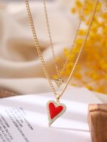 Wholesale Jewelry Elegant Retro Heart Shape Iron Copper Zircon Inlay Pendant Necklace main image 4