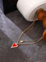 Wholesale Jewelry Elegant Retro Heart Shape Iron Copper Zircon Inlay Pendant Necklace main image 2