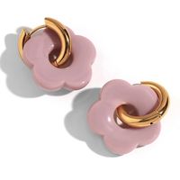 1 Pair Basic Sweet Classic Style Flower Plating Stainless Steel Arylic 18k Gold Plated Drop Earrings sku image 13