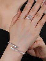Simple Style Commute Solid Color Copper White Gold Plated Gold Plated Zircon Rings Bracelets In Bulk main image 5