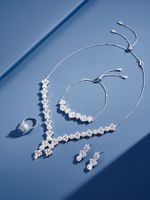 Elegant Glam Wedding Geometric Brass Plating Inlay Zircon White Gold Plated Rings Earrings Necklace sku image 1