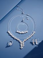 Elegant Glam Hochzeit Geometrisch Messing Überzug Inlay Zirkon Weißgold Plattiert Ringe Ohrringe Halskette main image 3