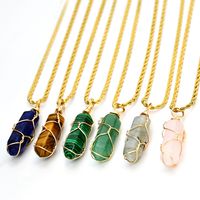 Simple Style Color Block Natural Stone Gold Plated Pendant Necklace In Bulk main image 1
