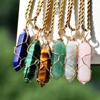 Simple Style Color Block Natural Stone Gold Plated Pendant Necklace In Bulk main image 2