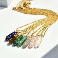 Simple Style Color Block Natural Stone Gold Plated Pendant Necklace In Bulk main image 3