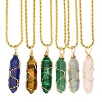 Simple Style Color Block Natural Stone Gold Plated Pendant Necklace In Bulk main image 4