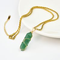 Simple Style Color Block Natural Stone Gold Plated Pendant Necklace In Bulk sku image 1