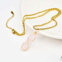 Simple Style Color Block Natural Stone Gold Plated Pendant Necklace In Bulk sku image 2