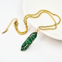 Simple Style Color Block Natural Stone Gold Plated Pendant Necklace In Bulk sku image 3