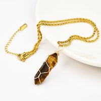 Simple Style Color Block Natural Stone Gold Plated Pendant Necklace In Bulk sku image 4