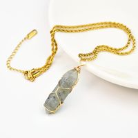 Simple Style Color Block Natural Stone Gold Plated Pendant Necklace In Bulk sku image 5