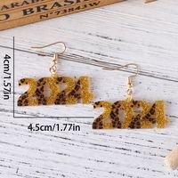 1 Pair Retro Number Printing Arylic Drop Earrings main image 5