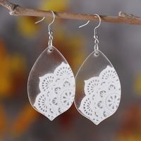 1 Pair Retro Color Block Printing Arylic Drop Earrings main image 1