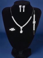 Glam Luxurious Shiny V Shape Brass Plating Inlay Zircon White Gold Plated Bracelets Earrings Necklace main image 1