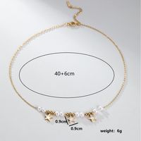 201 Stainless Steel Plastic 18K Gold Plated Elegant Beaded Plating Star Pearl Pendant Necklace main image 7