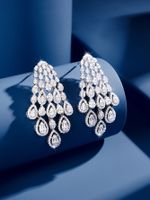 1 Pair Elegant Luxurious Lady Geometric Plating Inlay Brass Zircon White Gold Plated Drop Earrings sku image 1