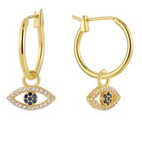 1 Paire Rétro Style Simple L'oeil Du Diable Placage Incruster Le Cuivre Strass Zircon Plaqué Or 18k Boucles D'oreilles main image 4