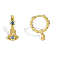 1 Pair Retro Simple Style Devil's Eye Plating Inlay Copper Rhinestones Zircon 18k Gold Plated Drop Earrings main image 6