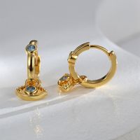 1 Pair Retro Simple Style Devil's Eye Plating Inlay Copper Rhinestones Zircon 18k Gold Plated Drop Earrings main image 7