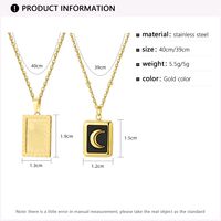 Fashion Sun Moon Rectangle Titanium Steel Plating Pendant Necklace 1 Piece main image 7