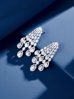 1 Pair Elegant Luxurious Lady Geometric Plating Inlay Brass Zircon White Gold Plated Drop Earrings main image 3